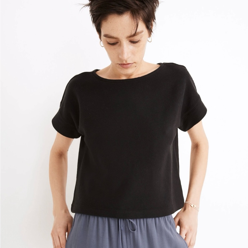 NWOT Madewell Black Boxy-Crop Tee, Size L